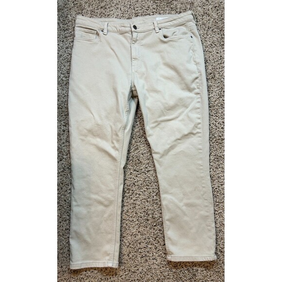 The Perfect Jean NYC Denkhaki Pants Men 40X28 Beige Tan Chino Slim Thick Stretch - Picture 1 of 9